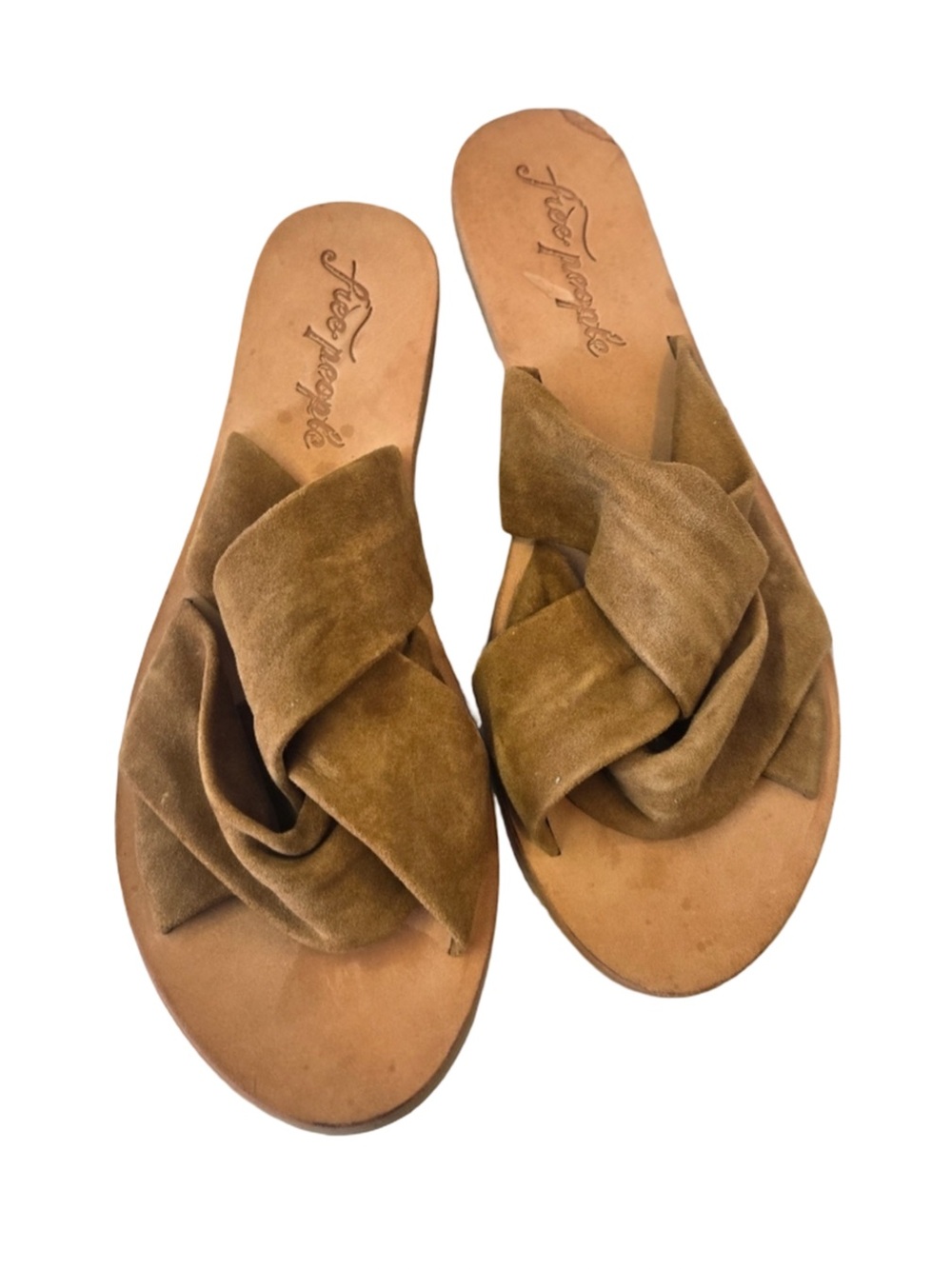 Free‎ People Tan Suede Knotted Slide Sandals